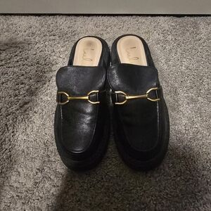 Lulus Jeano BlackLug Sole Slide-OnLoafers